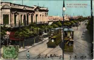 1910 Buenos Aires, Avenida S. Yuan y Entre Rios / street view, double decker trams (EB)