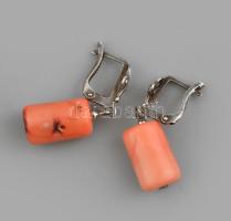 Exkluzív nagyméretű korall nyaklánc, h: 49 cm, korall fülbevalóval, mindkettő fém szerelékkel, fülbe...