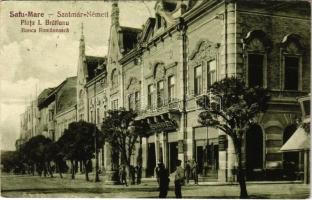 1940 Szatmárnémeti, Satu Mare; Piata I. Bratianu, Banca Romaneasca / tér, Román bank / square, Romanian bank + "1940 Szatmárnémeti visszatért" So. Stpl