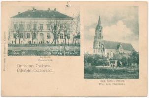 1901 Csák, Csákova, Ciacova; Zárda, római katolikus templom. Mesterovits & Jovanovits / Klosterschule, Pfarrkirche / cloister school, church