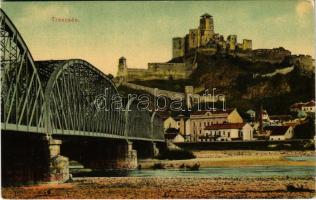 Trencsén, Trencín; vasúti híd és vár. Gansel Lipót / railway bridge and castle