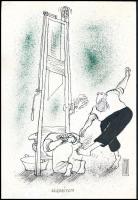 Rau Tibor (1934-2000): Szigorított (karikatúra). Tus, akvarell, papír. Jelzett. Hátoldalán "Ludas" felirattal. 30x20,5 cm.
