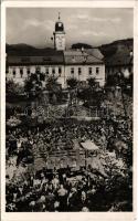 1940 Nagybánya, Baia Mare; bevonulás, katonai teherautó / entry of the Hungarian troops, military truck + 1940 Nagybánya visszatért So. Stpl (EK)