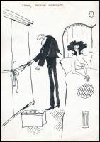 Rau Tibor (1934-2000): 2000, jubileumi inflagranti (erotikus karikatúra). Tus, papír. Jelzett. 30x21 cm.