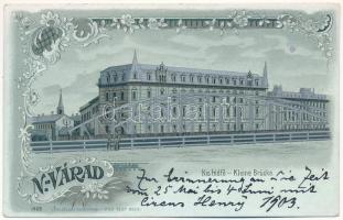 1903 Nagyvárad, Oradea; Kis hídfő, Lévay palota. Láng József 1488. / Kleine Brücke / bridge, palace. Art Nouveau, floral, litho (EK)