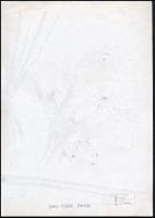 Rau Tibor (1934-2000): Virtuóz (erotikus karikatúra). Tus, papír. Jelzett. Hátoldalán Pesti Vicc nyo...