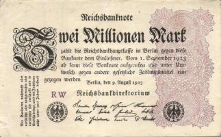 Német Birodalom / Weimari Köztársaság 1923. 2.000.000M (50x) T:II,II/III,III