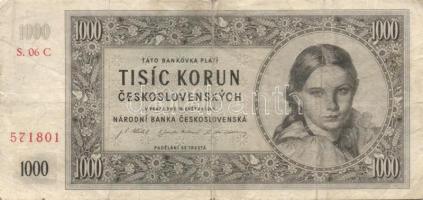 Csehszlovákia 1945. 1000K T:III+