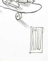 Rau Tibor (1934-2000): Aggodalom (karikatúra). Tus, papír. Jelzett. Hátoldalán PV (Pesti Vicc) felir...