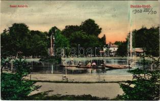 1908 Buziás-fürdő, Baile Buzias; Szent Antal tó. Párisi áruház kiadása / lake (ázott sarok / wet corner)