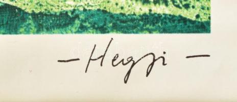 Hegyi György (1922-2001): Sárospataki vár. Ofszet, papír. Jelzett. Paszpartuban. 32,5x25 cm