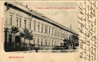 1901 Komárom, Komárnó; Községi elemi fiú- és polgári leányiskola. Sipos Ferenc kiadása / school (Rb)