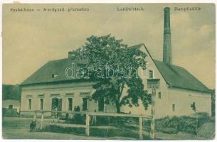 1914 Szakálháza, Sacalaz (Temes, Timis); Mezőgazdasági gőzmalom. Feszl József kiadása / Landwirtsch. Dampfmühle / Agricultural mill (szakadás / tear)