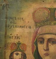 Antik ikon, Salvator mundi, XIX. sz. második fele. Tempera, fa. Fragmentum. Kissé sérült. 18x12 cm