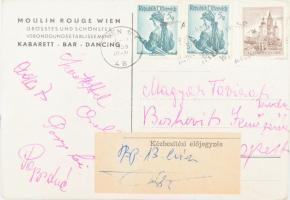 1959 Bécsi képeslap Papp László, Adler Zsigmond és Papp László felesége aláírásával