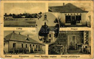 1942 Herend, látkép, Községháza, Római katolikus templom, Herendi porcelángyár, Hangya szövetkezet üzlete és saját kiadása (fa)
