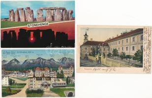 8 db RÉGI és 2 modern képeslap: történelmi magyar és külföldi városok / 8 pre-1945 and 2 modern postcards: historical Hungarian and European town-view