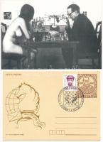 25 db MODERN érdekes sakk képeslap, erotikusak is / 25 modern interesting chess postcards with some ...