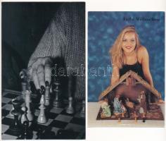 25 db MODERN érdekes sakk képeslap, erotikusak is / 25 modern interesting chess postcards with some ...