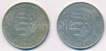 1947. 5Ft Ag "Kossuth" (2x) T:XF patina, kis ph
Adamo F8.1