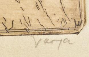 Varga Nándor Lajos (1895-1978): Pónyi csárda. Rézkarc, papír, jelzett, paszpartuban, 24,5×32 cm