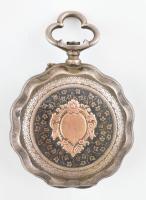Regulador D.G. zsebóra, ezüst (Ag) tokos, duplafedeles, zománc berakással és réz rátéttel díszítve. ...