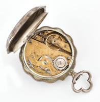 Regulador D.G. zsebóra, ezüst (Ag) tokos, duplafedeles, zománc berakással és réz rátéttel díszítve. ...