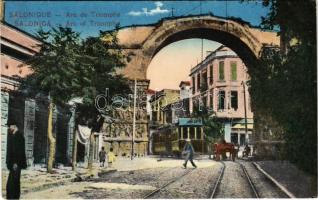 1918 Thessaloniki, Saloniki, Salonica, Salonique; Arc de Triomphe / Arch of Triumph, tram (EK)