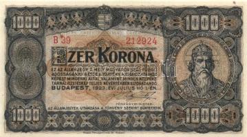1923. 1000K "Magyar Pénzjegy..." T:II+ Csak egyszer hajtva!