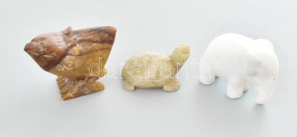 Gömb alakú jáde Buddha amulett / nyaklánc + 3 db kis faragott ásvány állatfigura