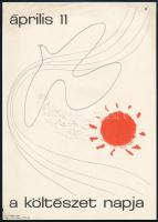 1952 A költészet napja, április 11., kisplakát, villamosplakát, Bp., Offset-ny., minimális sérüléssel, 24x17 cm
