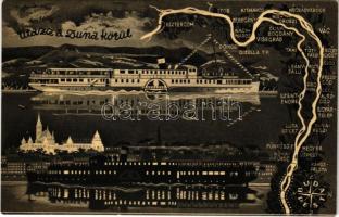 Utazz a Duna körül! Dunai hajókirándulás turisztikai reklám térképpel. Képzőművészeti Alap s: Farnadi Frigyes