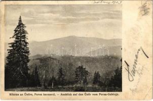 1909 Radnai-havasok, Muntii Rodnei; Persa-havas, kilátás az Ünörre / Ausblick auf den Ünör vom Persa-Gebrige / Varful Ineu / mountains (EK)