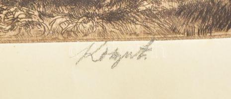 Komjáti-Wanyerka Gyula (1894-1958): Tehenek a vízparton. Rézkarc, papír, jelzett, lapszéli apró folt...