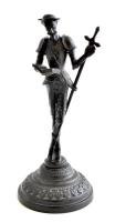 Dekoratív, szovjet szobor, Don Quiote. Öntöttvas. Jelzett: Kasli (Oroszország, XX. sz. első fele). m: 20,5 cm