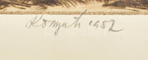 Komjáti-Wanyerka Gyula (1894-1958): Viharos éjszaka. Rézkarc, papír, jelzett, 29,5x38,5 cm