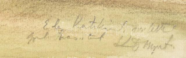 Komjáti-Wanyerka Gyula (1894-1958): Alföldi táj lovakkal. Akvarell, ceruza, papír, jelzett, Komjáti-...