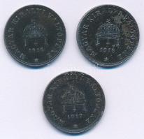 1916-1918. 20f Fe (3xklf) T:XF patina