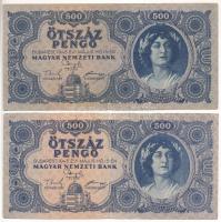 1945. 500P (2xklf) az egyiken magyar N betű orosz P helyett T:F,VG kis szakadás, folt  Adamo P19, P19h