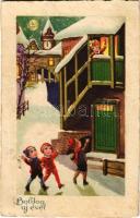 1931 Boldog Újévet! / New Year greeting art postcard (fl)