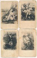 4 db RÉGI erotikus pornográf képeslap / 4 pre-1945 erotic pornographic postcards