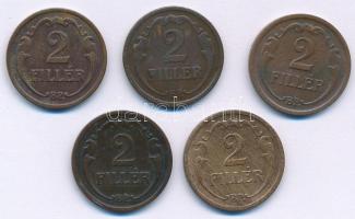 1926-1939. 2f bronz (5xklf) T:AU,XF