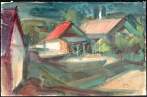 Litkey György (1907-1975): Utcarészlet, 1956. Akvarell, papír, jelzett, 25x38 cm