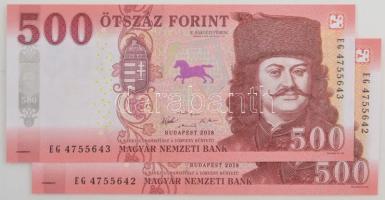 2018. 500Ft (2x) sorszámkövetők EG 4755642 - EG 4755643 T:UNC