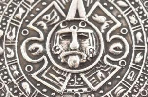 Ezüst (Ag) Azték bross, függő, jelzett, nettó: 14,9g, d: 4 cm