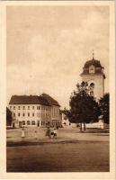 Breznóbánya, Brezno nad Hronom; Mestská zvonica a velky hotel. A. Návoy / Városi harang torony és szálloda / bell tower and hotel