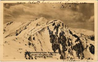 1915 Fogarasi-havasok, Siebenbürgische Karpathen, Muntii Fagarasului; Großer Königstein, Nordgrat im Winter / Királykő télen / mountain peak in winter. Verlag Karpathenwacht Nr. 5. phot. Dr. Gusbeth