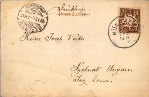 1899 (Vorläufer) München, Munich; Central Bahnhof / railway station in winter, horse-drawn tram (EK)