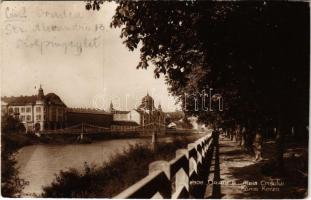 Nagyvárad, Oradea; Aleia Crisului / Körös korzó, híd, zsinagóga / Cris riverside promenade, bridge, synagogue