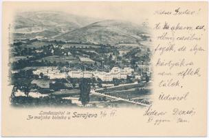 1898 (Vorläufer) Sarajevo, Landesspital in ze maljska bolniku / hospital + K. und K. Milit. Post XXXII. Sarajevo